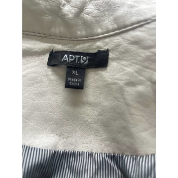 APT. 9 Cream Vegan Leather Zippered Jacket Sz. XL - Picture 7 of 7